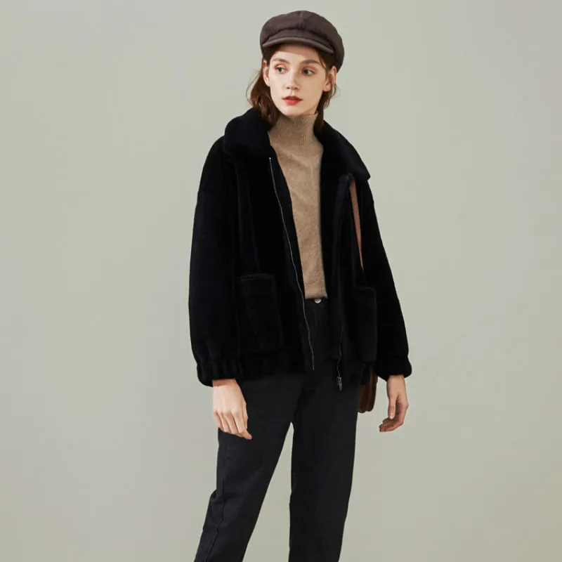 Женское винтажное пальто с натуральным мехом Корейская Милая осенне-зимняя