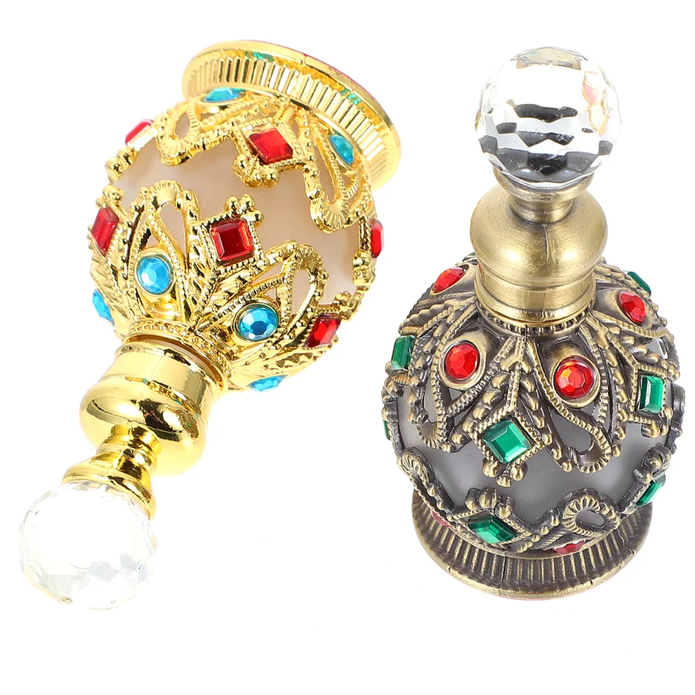 

2pcs Glass Perfume Container Essential Oil Dispenser Empty Perfume Bottle (15ml)