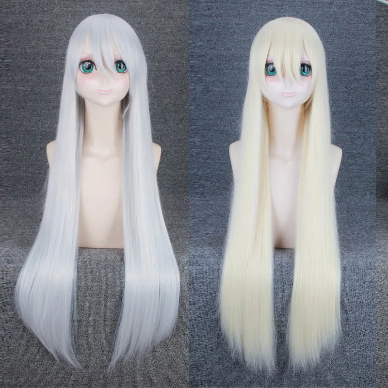 

100CM Anime Game NieR Automata YoRHa Type A No.2 A2 Cosplay Wigs Silver Beige Long straight Heat Resistant Hair Wigs