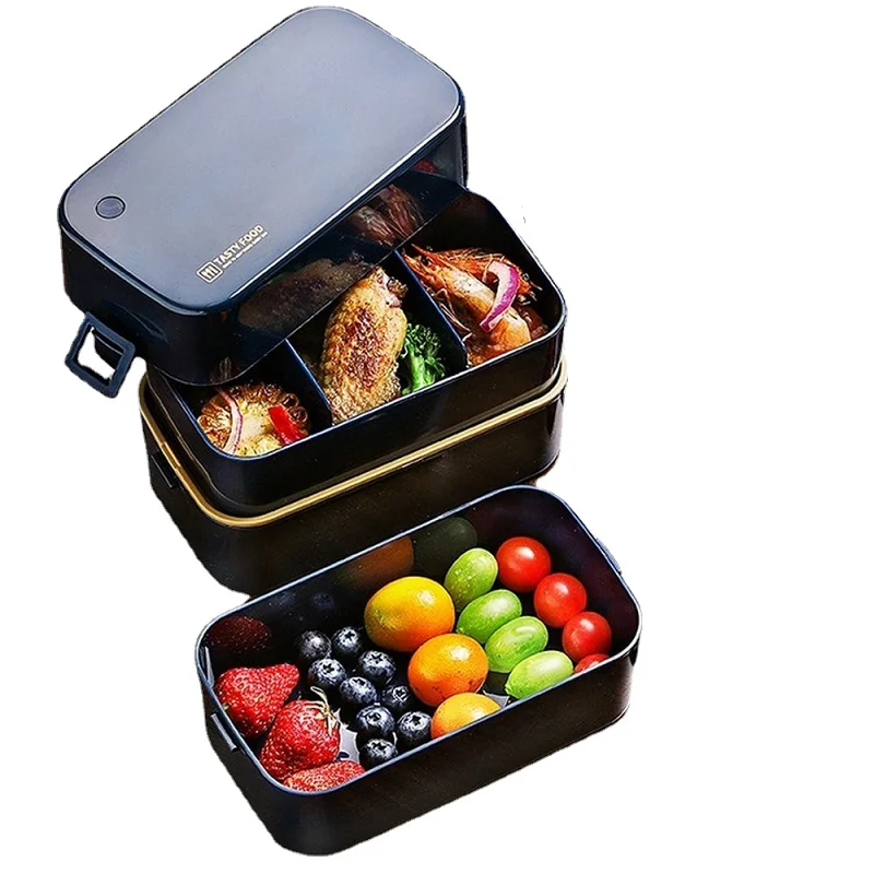 

Microwave Lunch Box Double-layer Lunch Box 0.85LLarge Capacity Japanese-style Sealed Leak-proof Bento Box for Lunch Bag