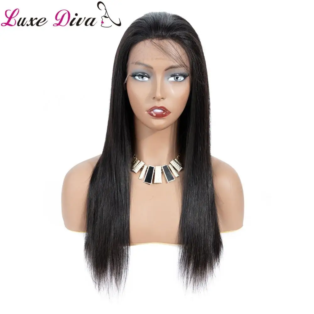 

Peruvian Lace Part Closure Human Hair Wigs Luxediva Non-Remy Lace Wig Machine Made Wig For Women Black 14inch Hair Wig