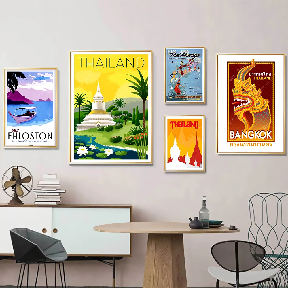 Ретро Таиланд остров карта холст картины винтажная стена крафт постеры с