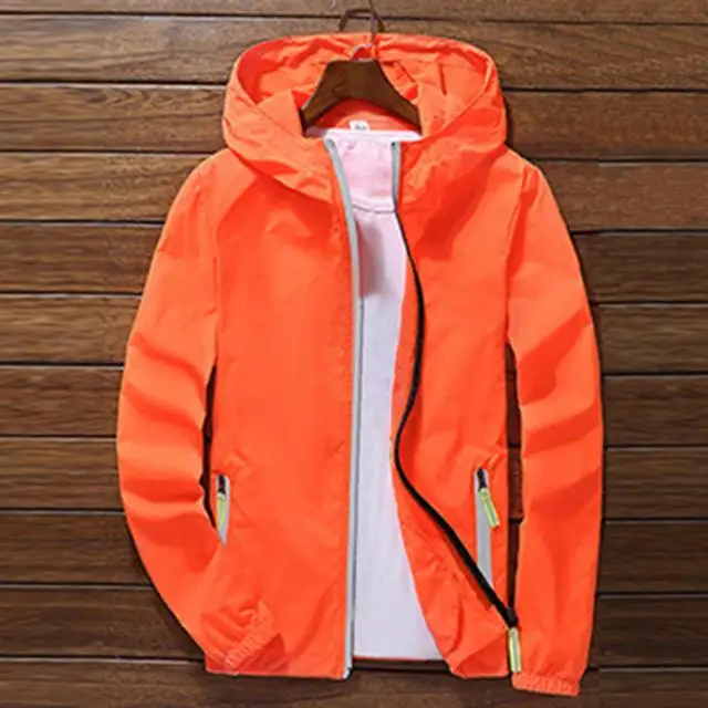Orange Спортивные уличные куртки для велоспорта, мужские повседневные свободные куртки-ветровки, Мужская водонепроницаемая верхняя одежда ярких цветов Q6128 - Цвет: Orange