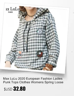 Max LuLu, новая мода, корейские женские весенние Рубашки с капюшоном, женские повседневные Лоскутные блузки, негабаритная уличная одежда, женские топы, одежда