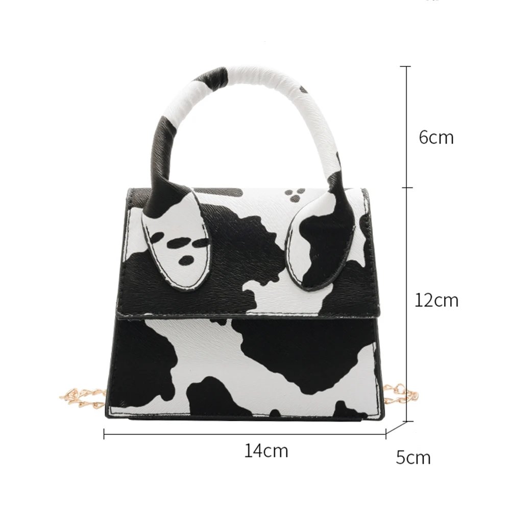 

Fashion Cow Print Women Shoulder Bags PU Leather Chain Mini Crossbody Handbags Portable Female Lady Small Crossbody Bags