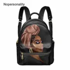 Женский модный черный рюкзак Nopersonality, сумка через плечо из искусственной кожи с принтом для африканских девушек, роскошная кожаная дорожная сумка для женщин