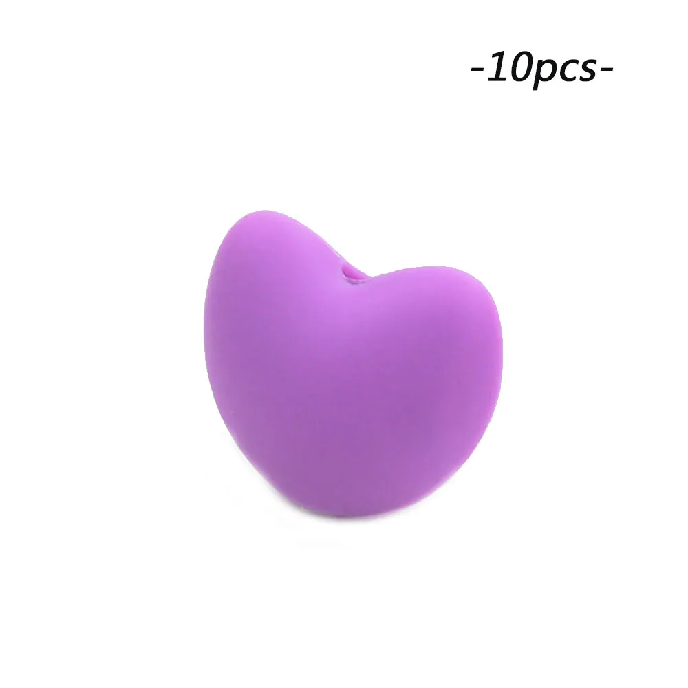 medium purple LOFCA 10 шт Силиконовая соска бисер ребенок прорезывание зубов игрушки жевательные Новорожденные кормящие Прорезыватели бусины прорезывание зубов ожерелье аксессуары - Цвет: medium purple
