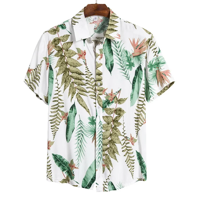 

2021 New Arrival Men's Shirts Men Hawaiian Casual One Button Wild Shirts Printed Short-sleeve Blouses Tops