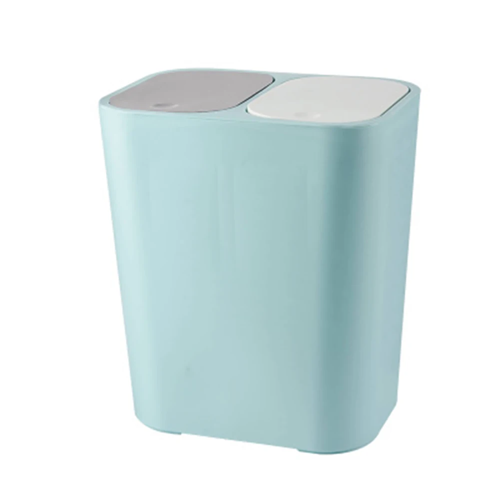 

Trash Bin Rectangular PP Double Compartment Trash Bin with Lid for Kitchen Bathroom Living Room RT88