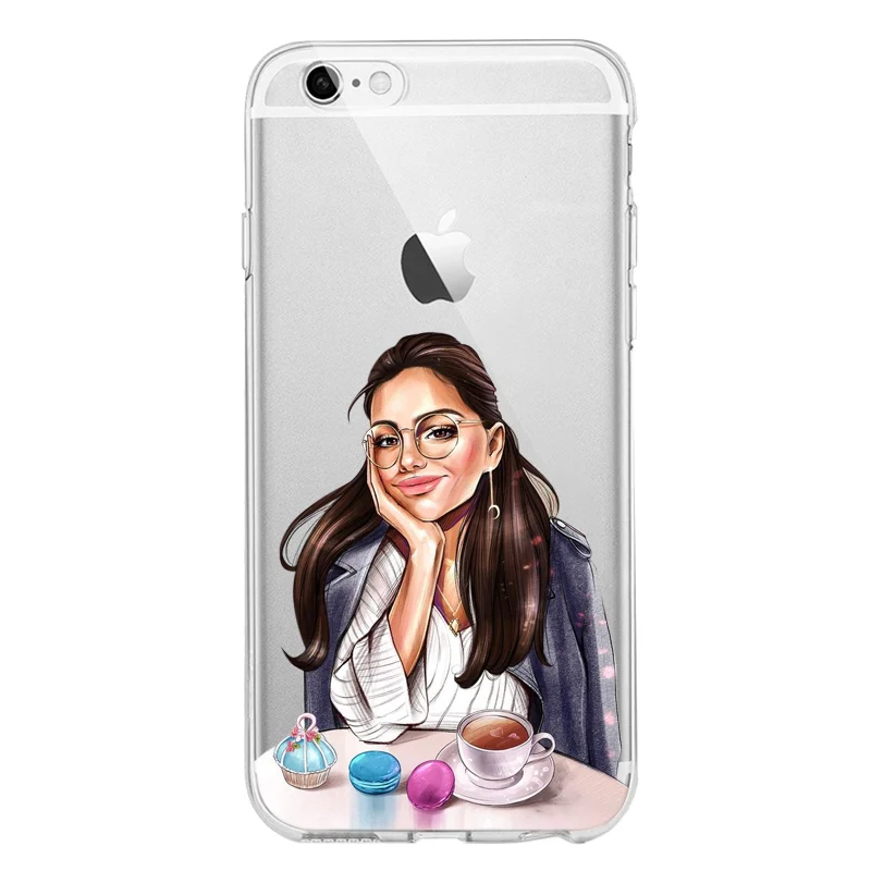 

Goddess VOGUE Art Princess Girls Female boss coffee Soft Silicone TPU phone Case For iPhone 5 6 6s 7 8 Plus X XR XS 11 MAX Case