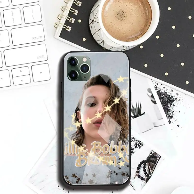 

Millie Bobby Brown Phone Case Tempered Glass For iPhone 12 pro max mini 11 Pro XR XS MAX 8 X 7 6S 6 Plus SE 2020 case