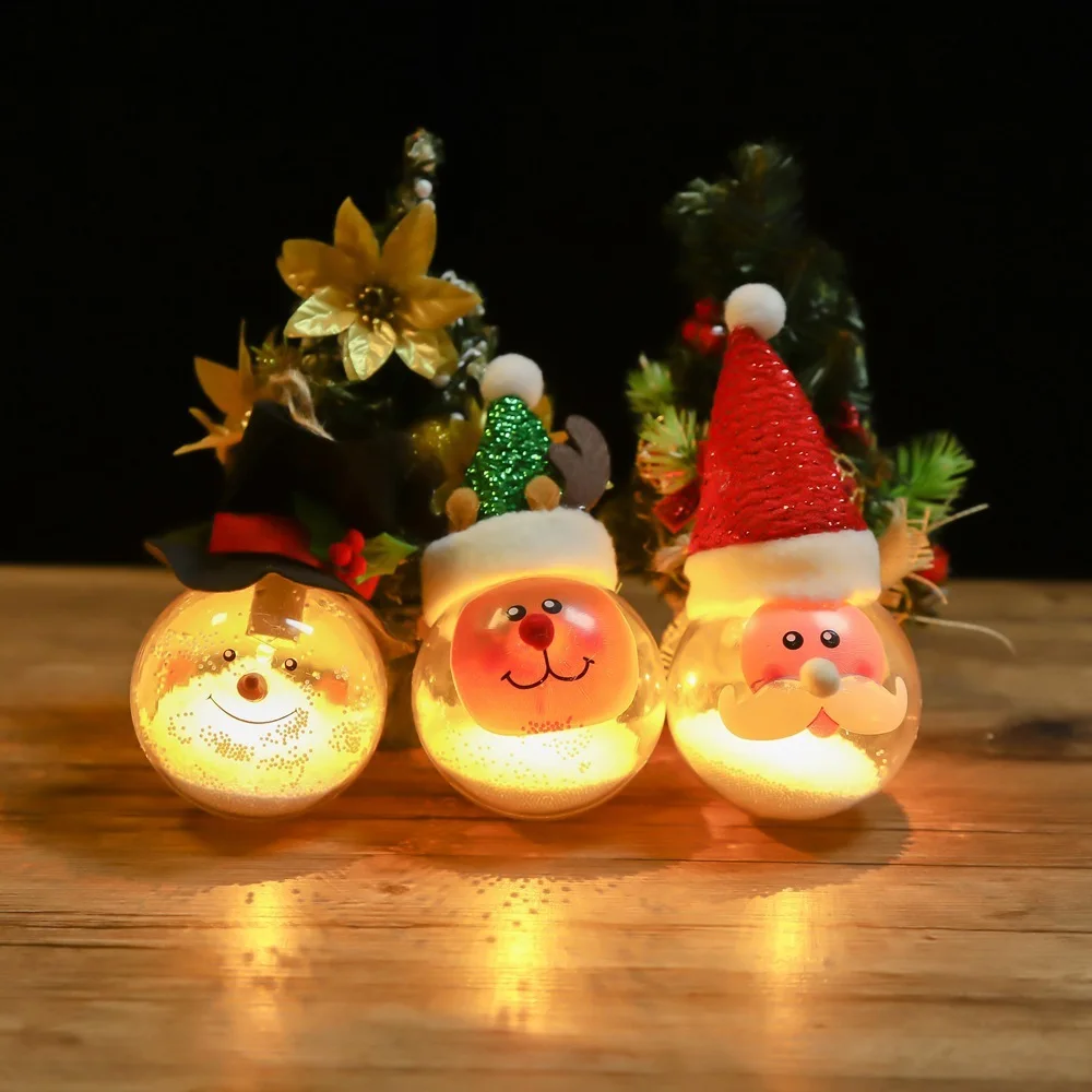 

2020 Christmas decorations with lights bubble particles Christmas tree decorations Christmas balls cartoon creative holiday gift