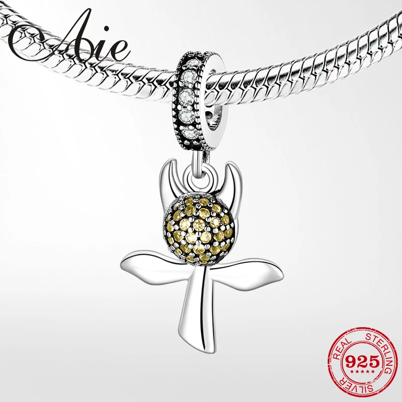 925 пробы серебряный шарм из бисера красивый оранжевый CZ кулон хорошее ювелирное