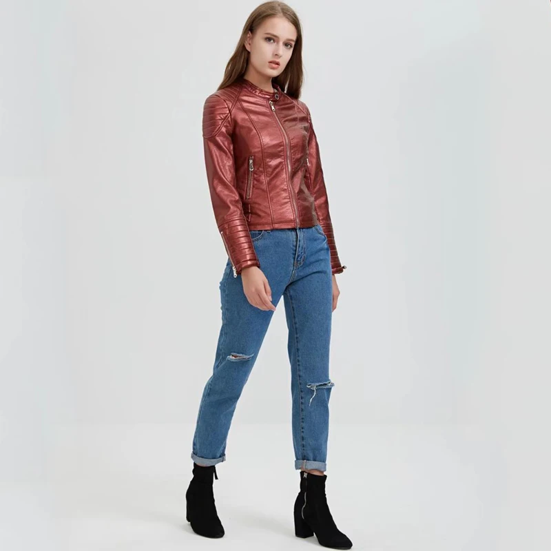 TMODA279 осенне-зимние женские Куртки из искусственной кожи пальто для женщин