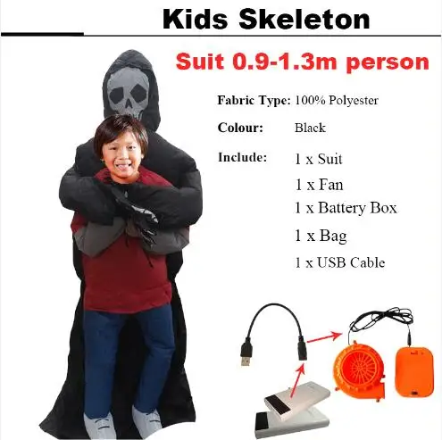 Kids Skeleton Надувные костюмы динозавров для детей; маскарадный костюм для девочек и мальчиков с единорогом, ковбойским Пикачу, покемоном, T-Rex; костюм Пурима на Хэллоуин - Цвет: Kids Skeleton