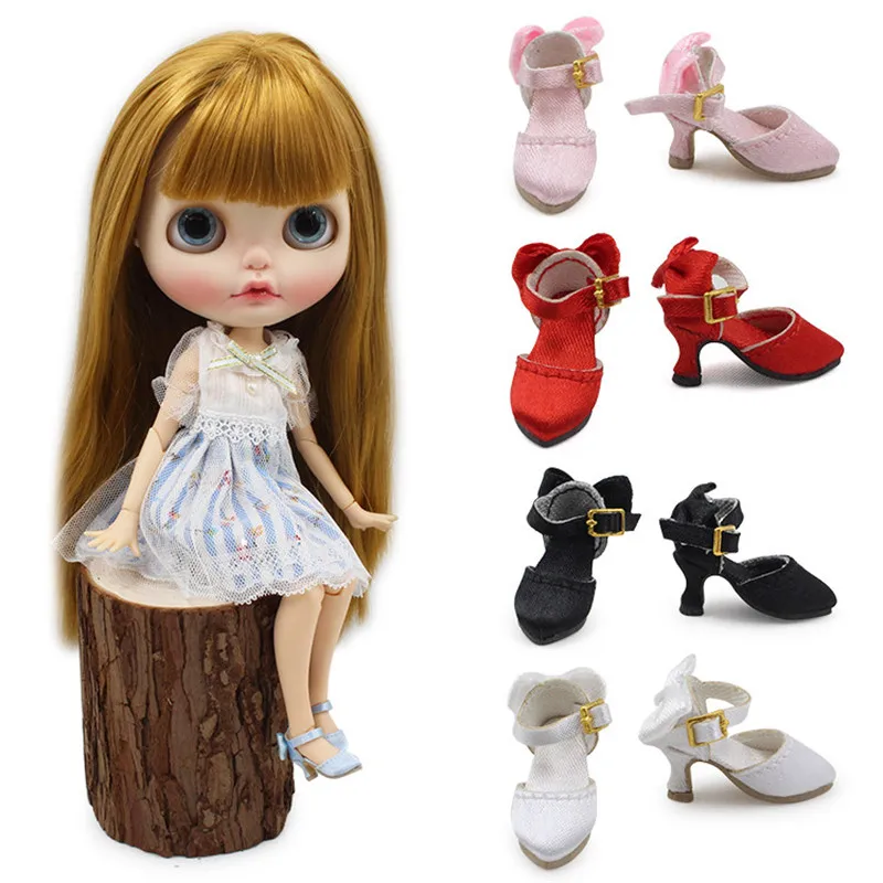 Обувь ручной работы для куклы блайз 30 см шелковая обувь на высоком каблуке