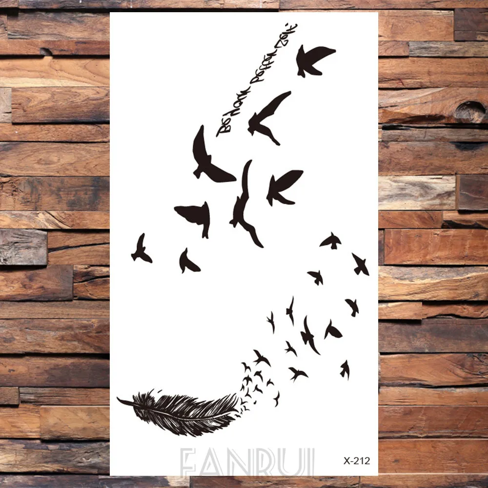 Cute Swallow Bird Feather Temporary Stickers Flower Branch Letter Water Transfer Tattoo Women Body Chest Arm Art Tattoo Men Hand images - 6