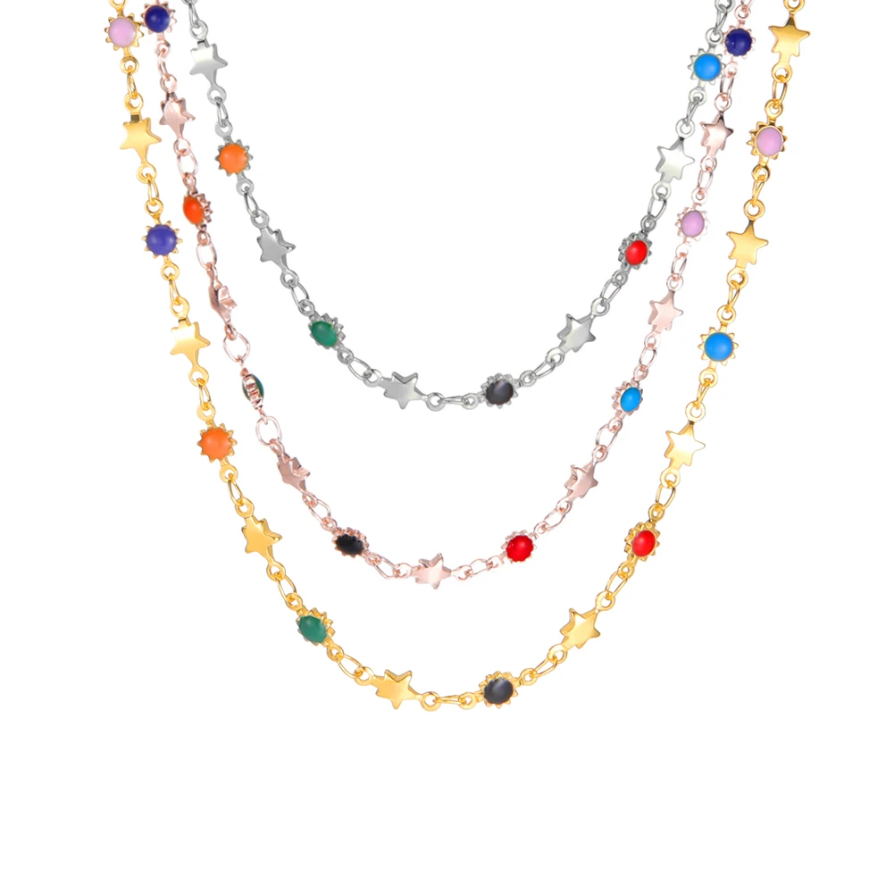 Ожерелье чокер женское из нержавеющей стали с разноцветными эмалированными