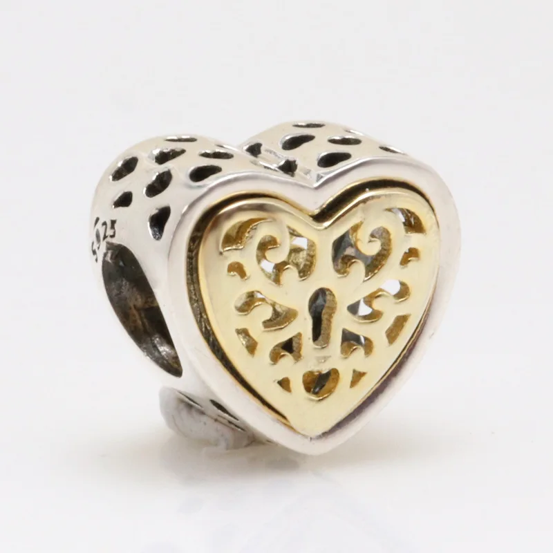 

Claudia 925 Sterling Silver Hollow carved heart-shaped charm Fit Original Bracelet Necklace DIY Jewelry