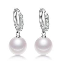 925 sterling silver crystal dangle earrings women beautiful white pearl water drop earrings fine earring anniversary gift