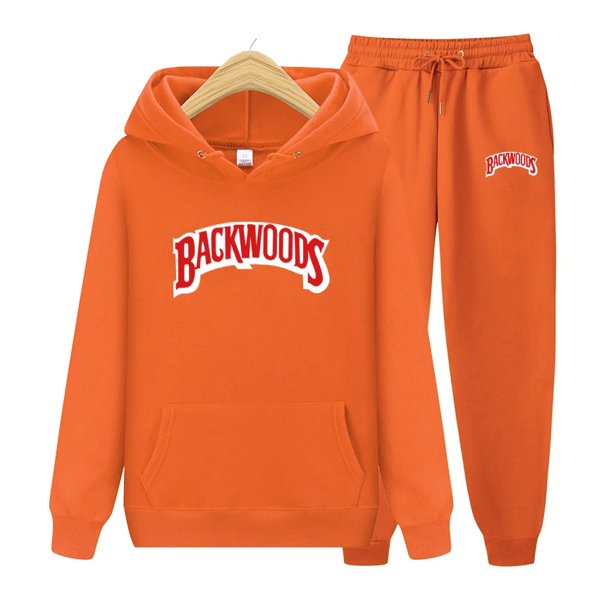 

Fashion brand Backwoods Men's Set Fleece Hoodie Pant Thick Warm Tracksuit Sportswear Hooded Track Suits Male Sweatsuit Tracksuit