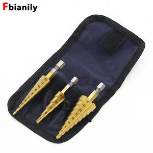 Набор ступенчатых сверл, быстрорежущая сталь с титановым покрытием, 3-12 мм4-12 мм4-20 мм, для работ по дереву