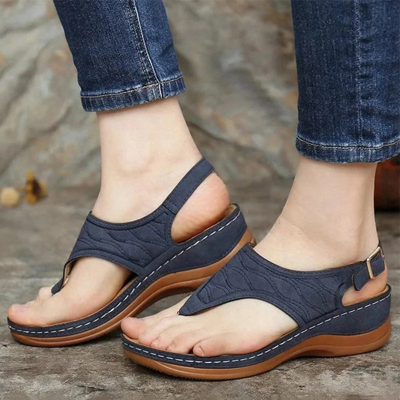 

2021 New Women Sandals Clip Toe Wedges Shoes For Women Summer Sandalias Mujer Beach Casual Heels Sandals Platform Flip Flops
