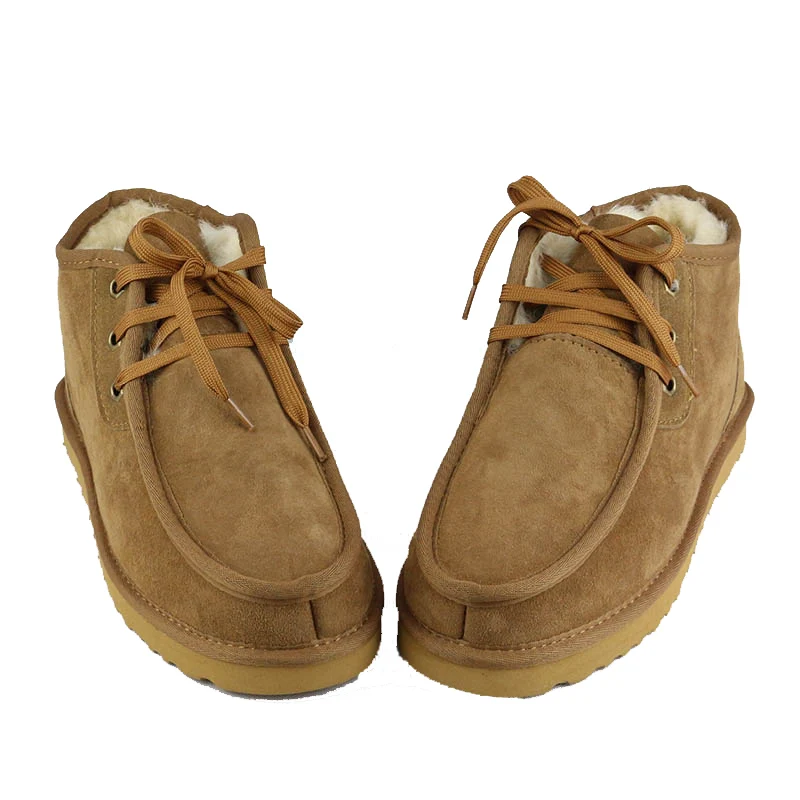 Мужские зимние ботинки на шнуровке Черные ботильоны из натуральной овечьей кожи