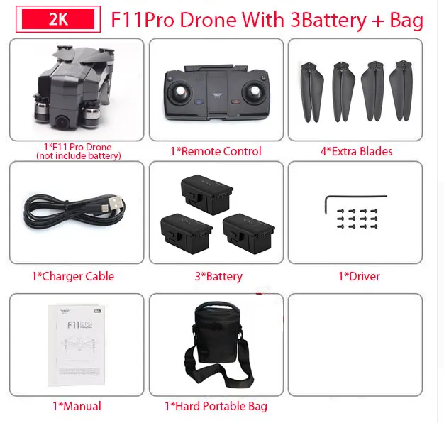 F11 Pro 3B with Bag SJRC F11 PRO gps Дрон с Wifi FPV 1080 P/2 K HD камера F11 бесщеточный Квадрокоптер 25 минут время полета складной Дрон Vs SG906 - Цвет: F11 Pro 3B with Bag