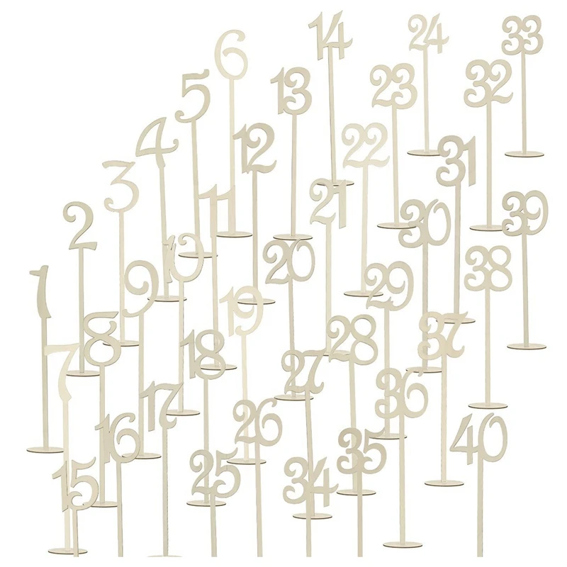 40 шт. 1 деревянные настольные номера с держателем для свадьбы дома юбилей