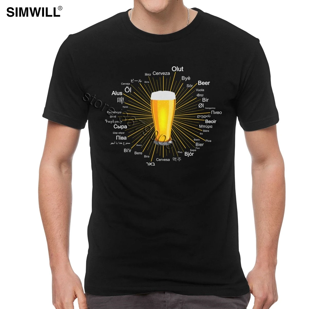 

Городская модная мужская футболка с надписью «пиво в 45 разных языках», хлопковая футболка с надписью «Я люблю алкогольных напитков», топ с к...