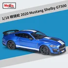 Модель автомобиля Ford GT Mustang Shelby GT500 в масштабе 1:18, 2020, металлическая модель автомобиля со статической металлической формой и коробкой для коллекционных предметов, подарок B543
