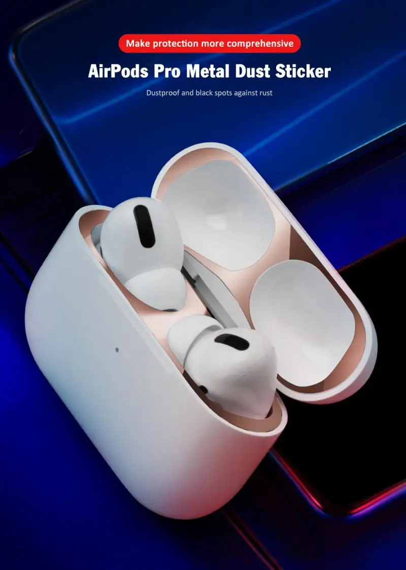 Металлическая Пылезащитная наклейка для Apple AirPods Pro чехол беспроводной зарядки
