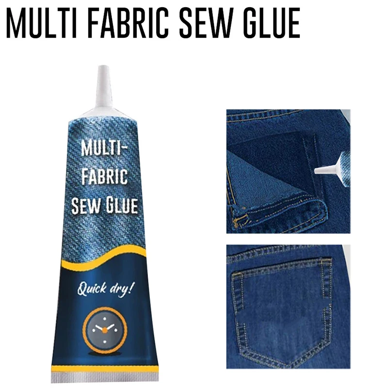 

Multifunctional Sew Glue Non-Stitches Fabric Repair Adhesive DIY Sewing Bonding Tools for Most Fabrics Materials 50g HFing