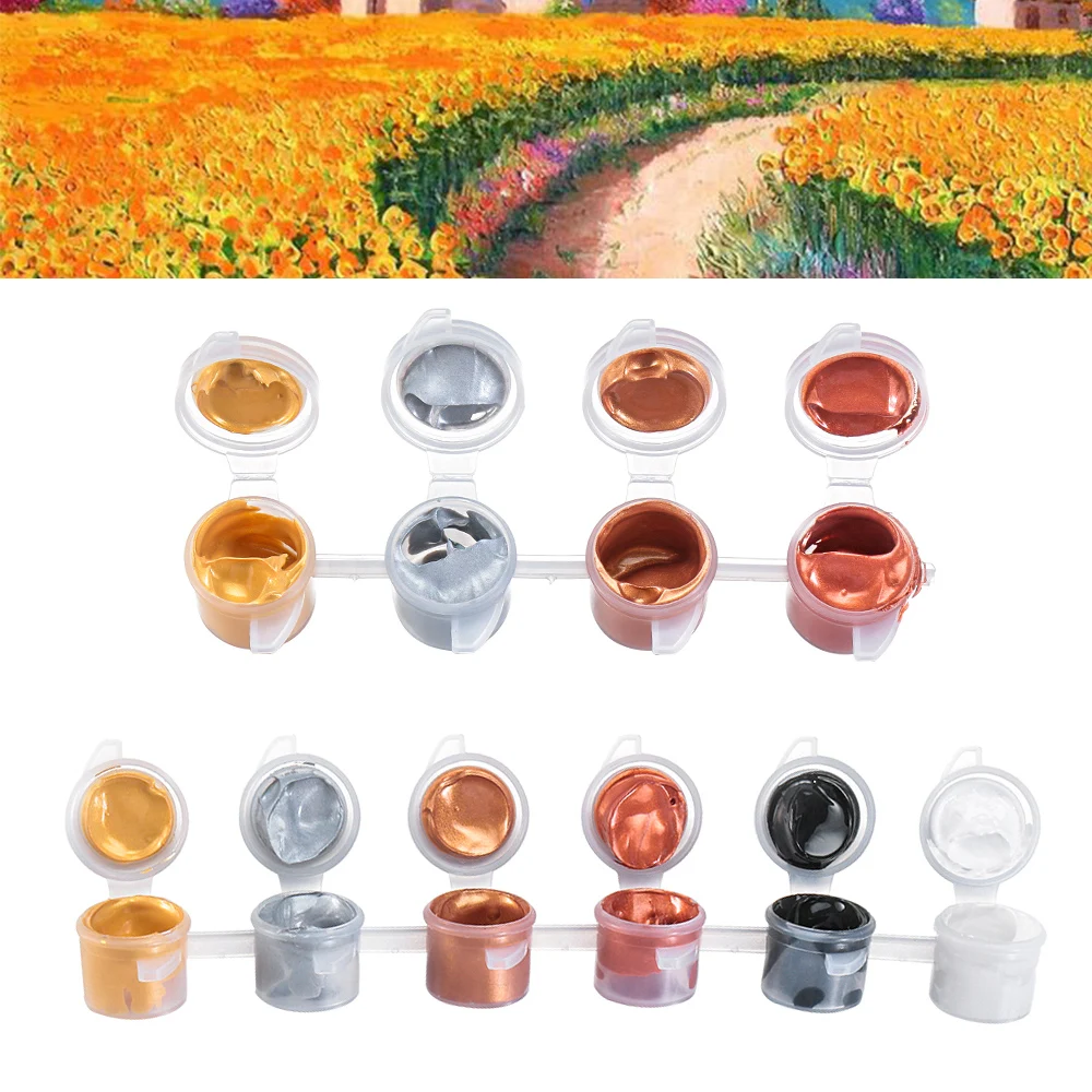 

1Set Metallic Color Acrylic Paint for Textile Drawing Wall Hand Painted Shining Gel Painting Pigment Graffiti Send a paintbrush