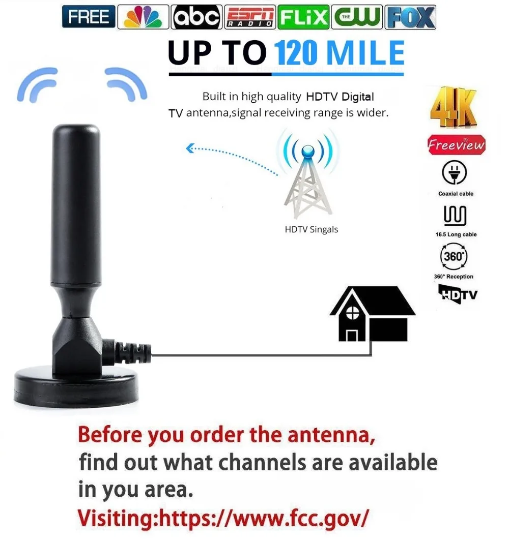 Комнатная цифровая HDTV антенна 2000 миль тв приемник сигнала усилитель радиуса Surf Fox