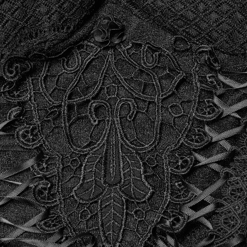 Женское платье без бретелек в стиле панк готическое черное многослойное длинное