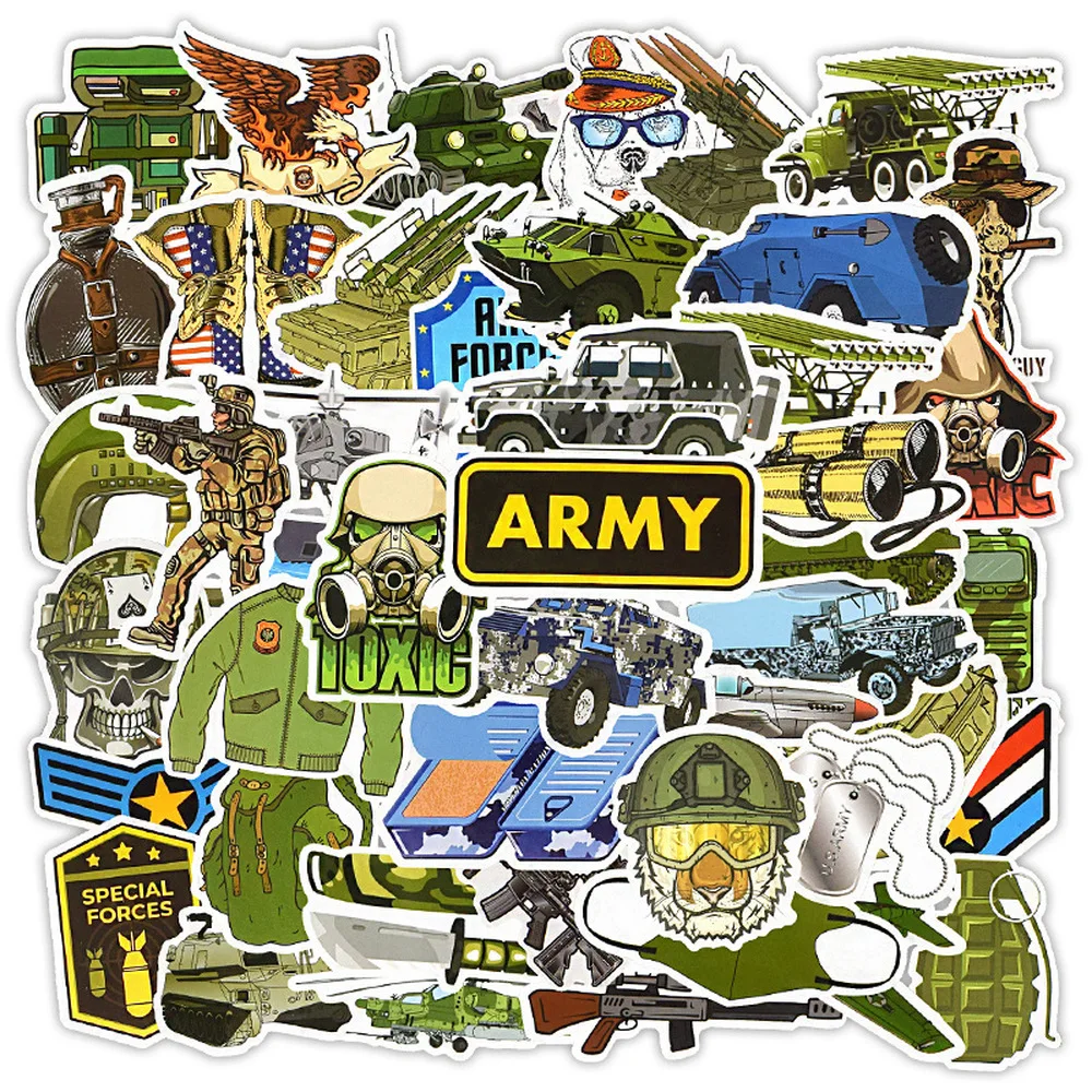 

50pcs /Lot Army Military Stickers For Car Styling Bike Motorcycle Phone Laptop Travel Luggage Cool Funny Sticker