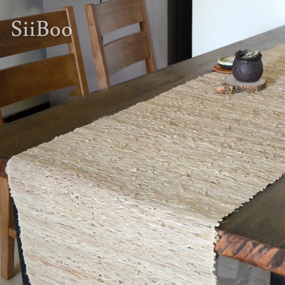 Европейский винтажный бежевый рами льняные бегуны для стола домашний декор