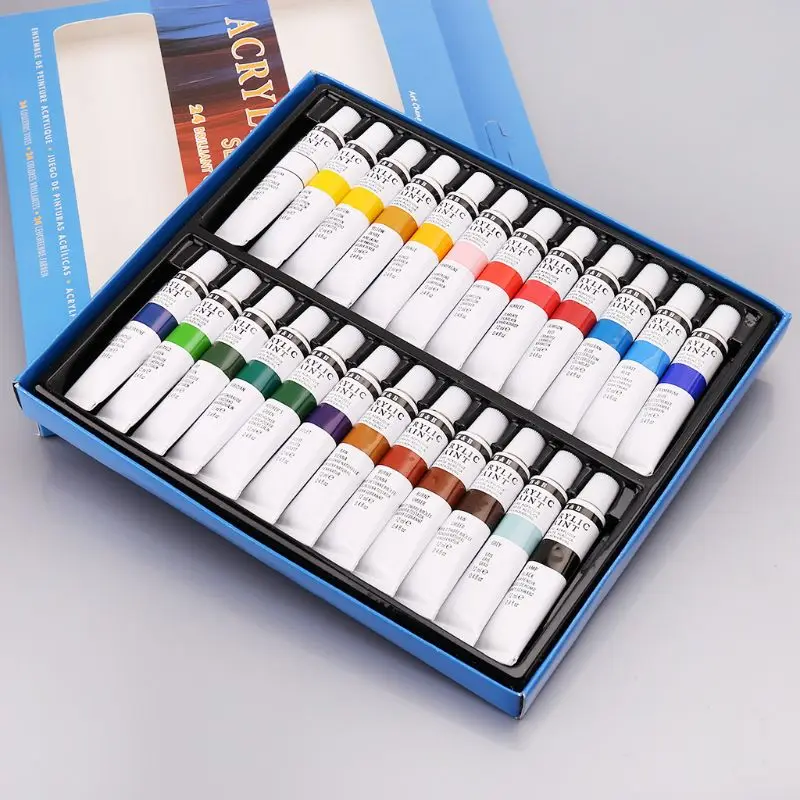

24 Colors Acrylic Paints Set 12ml Tubes Drawing Painting Pigment Hand-painted Wall Paint For Artist DIY