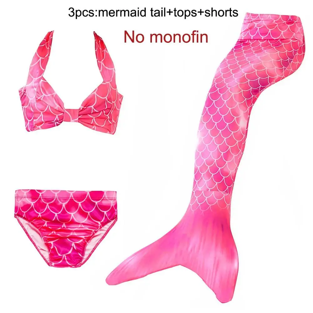 mermaid 2 - 3set Детский костюм русалки для плавания купальник русалки комплект бикини девочки-русалки Хвосты Косплей - Цвет: mermaid 2 - 3set