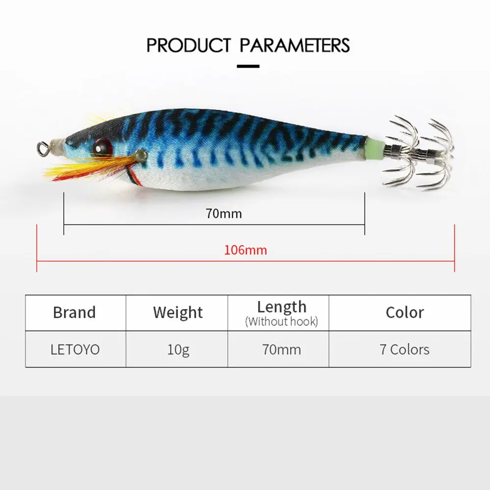 Simulation Lifelike Jigs Luminous Squid Hook Octopus Bait Fishing Tackle Wood Shrimp Lures