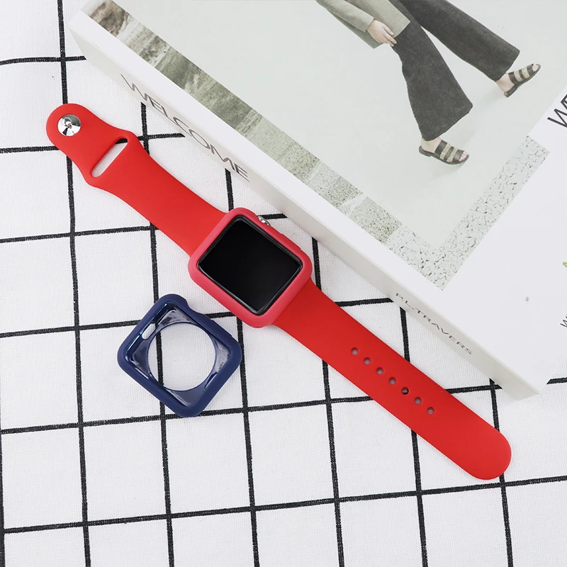 Мягкий силиконовый чехол YanXu для Apple Watch 6 SE 5 4 40 мм 44 защитный iWatch 3 2 1 42 38 бампер