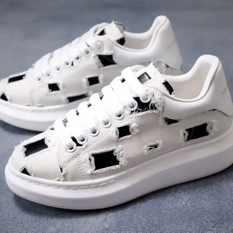 

White Denim Increase Mens Running Shoes Couple Platform Designer Trainer Women's Sneakers Spring Autumn New Casual Unisex Flats
