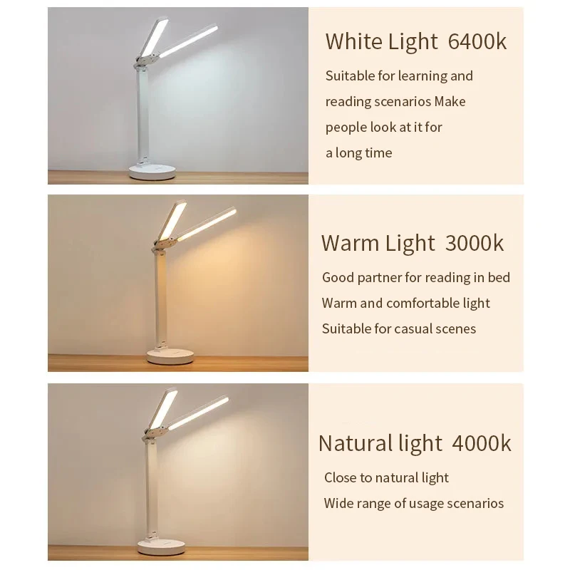 LED Table Lamp Foldable Desk Phone Holder Touch Dimmable Child Protect Study Reading Light USB Rechargeable Bedroom lamp | Лампы и