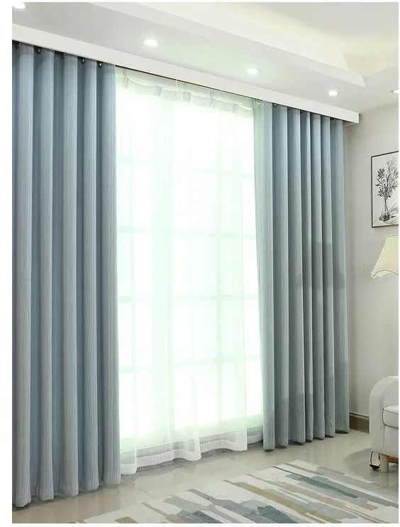 European and Amerian style POLY AND COTTON curtains thick stripes shading curtains for living rooms, bedroom curtains