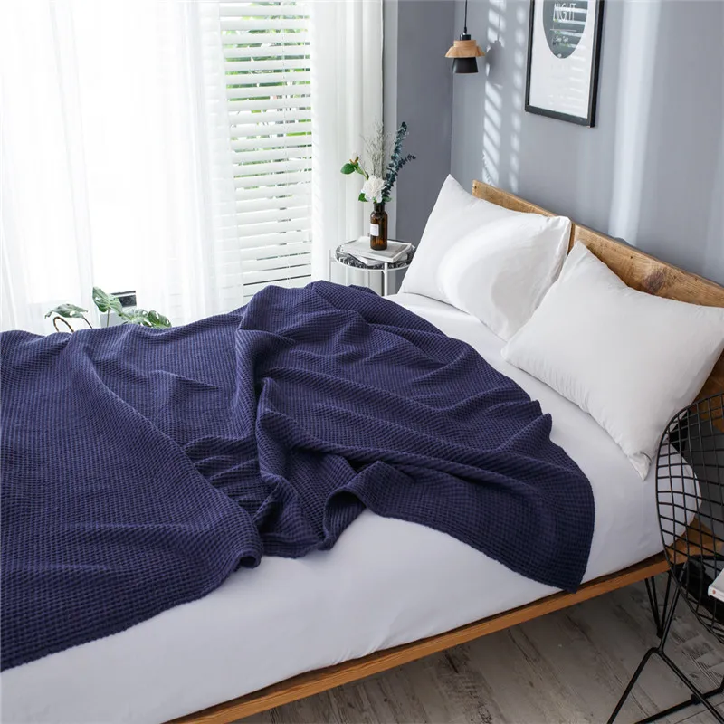 Waffle Throw Blanket Bedspreads Cotton Christmas Decorations For Home Comfy Portable Travel All-Season Skin-friendly Soft
