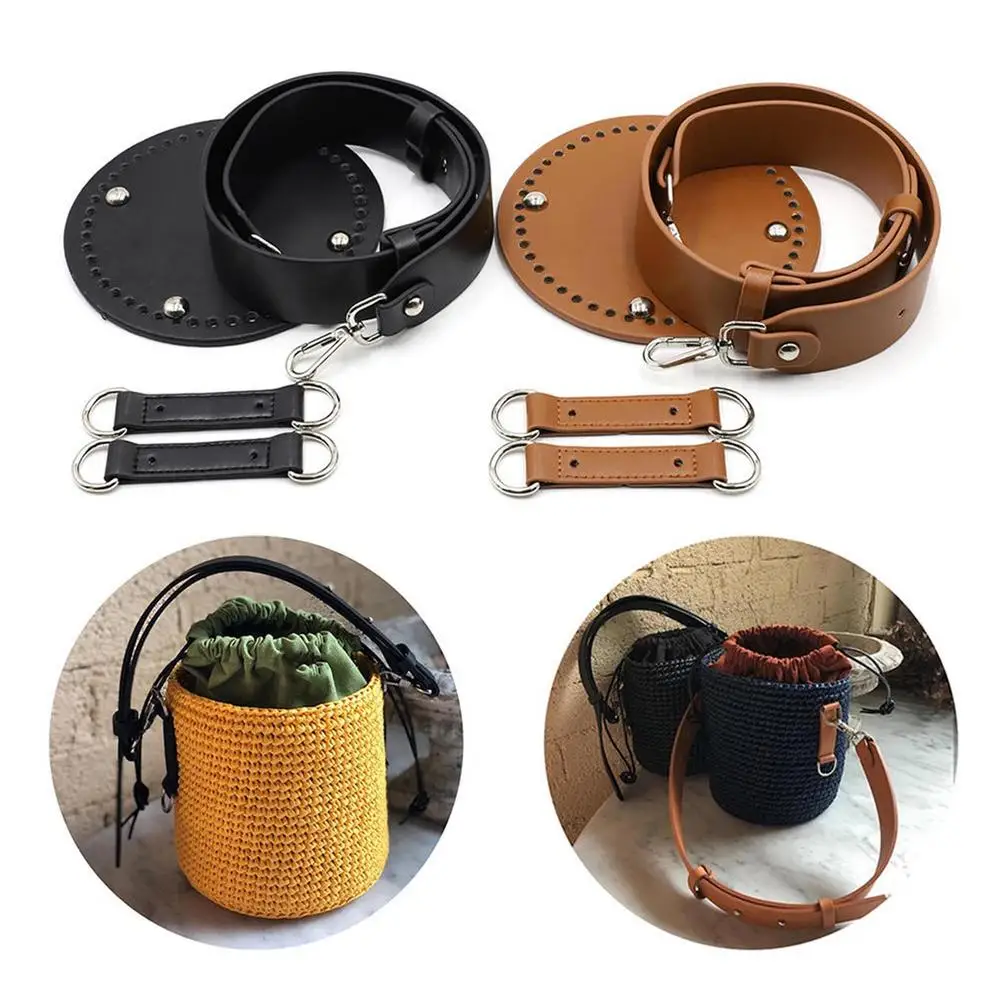 

2020 New Handmade Weave Handbag Bucket Bag Set Leather Wide Bag Strap Bottoms With Hardware Accessories For DIY Handbag