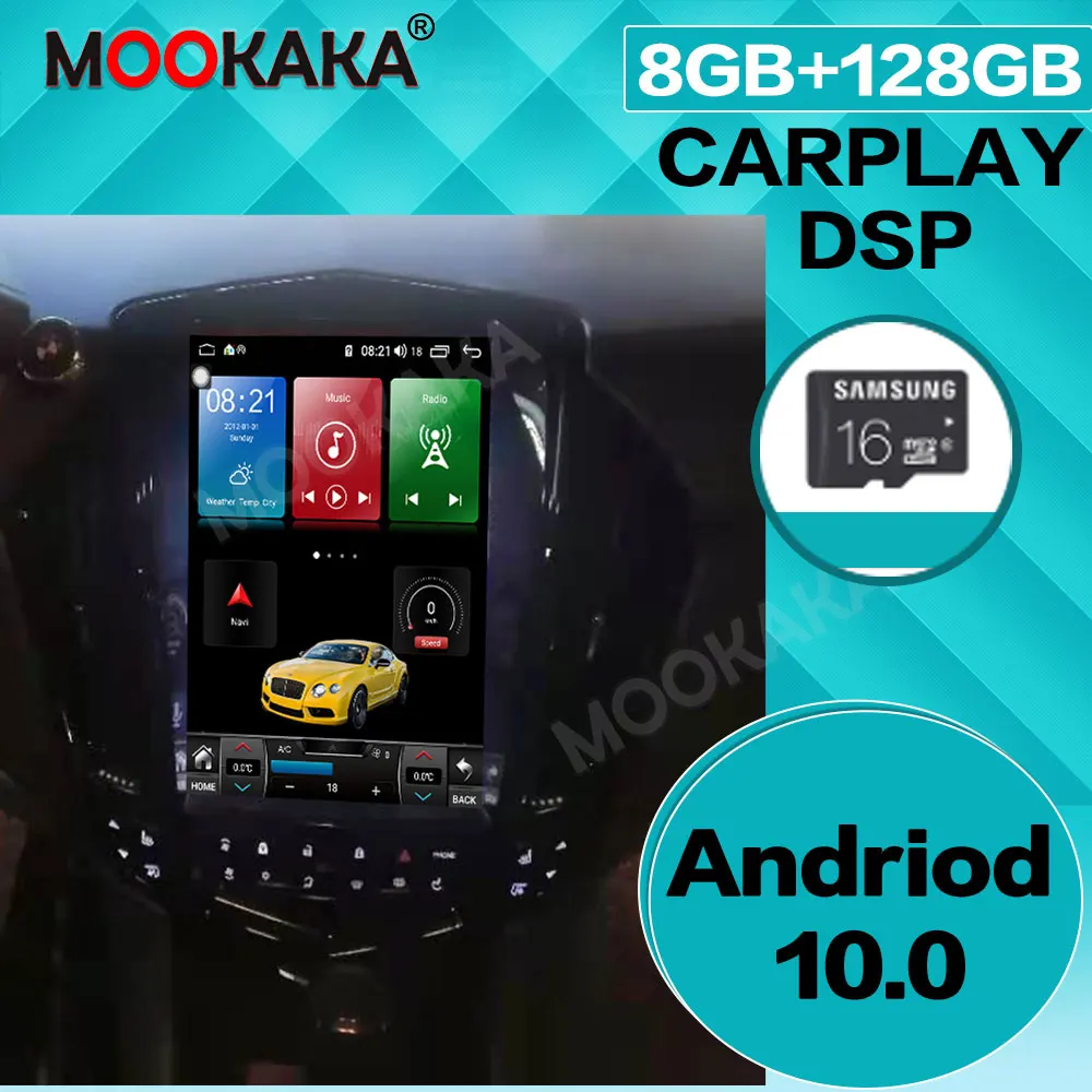 

128G Tesla Screen For Cadillac SRX 2009 2010 2011 2012 Android 10 Unit Car Multimedia Player GPS Audio Radio Stereo Head unit