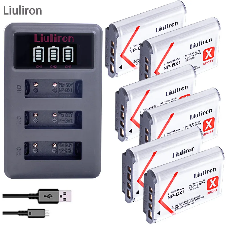 6x акумуляторная батарея NPBX1 NP-BX1 NP BX1 Батарея пакеты+ 3 лота USB Зарядное устройство для sony комплектующие фотоаппарата sony DSC RX1 RX100 AS100V M3 M2 HX300 HX400 HX50 HX60 GWP88